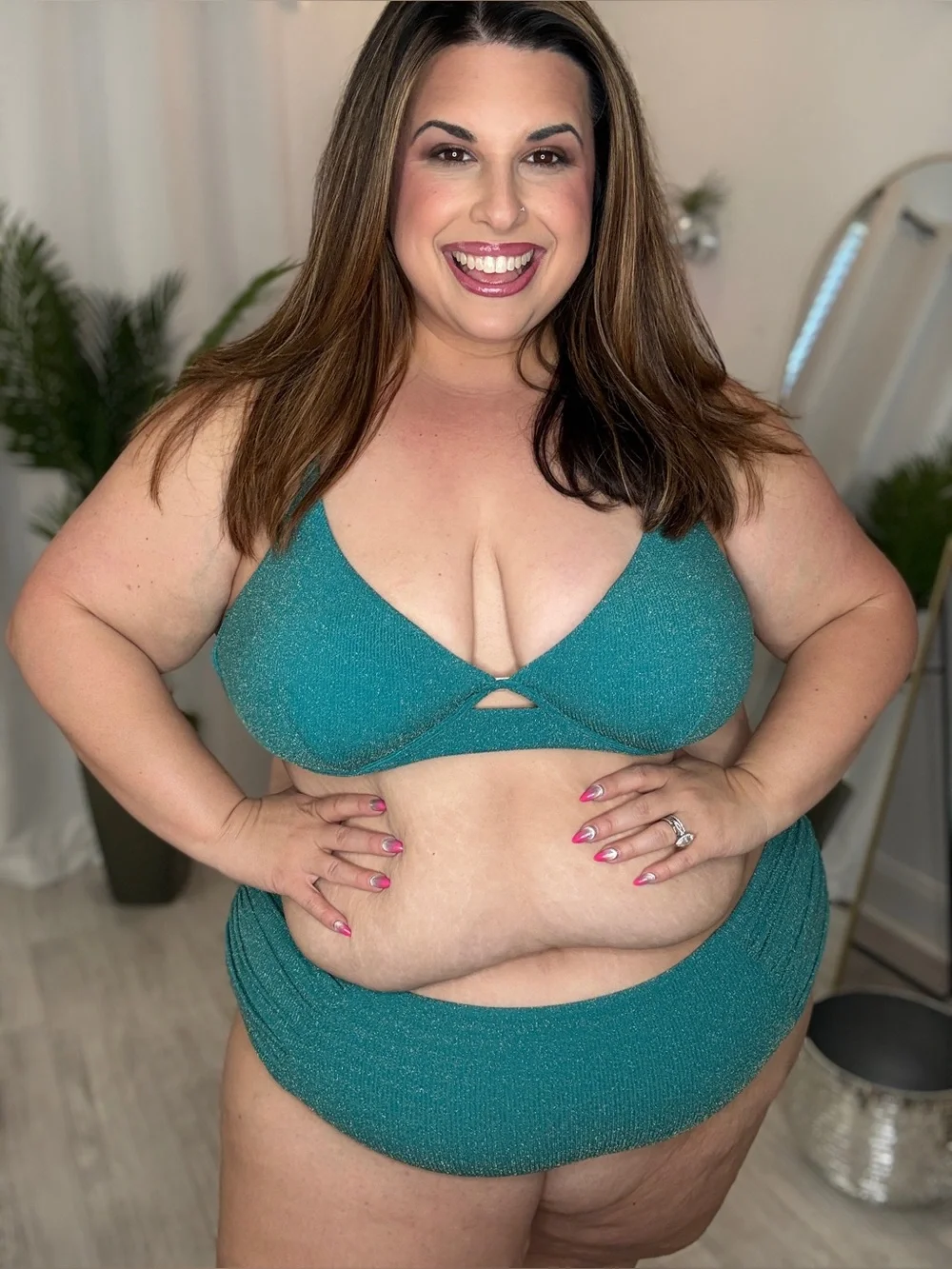 Plus Size Glitter Lurex Bikini and Sarong